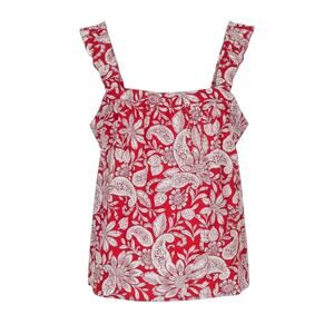 Loft Large Women's Tank Wide Strap Floral Red White NWT